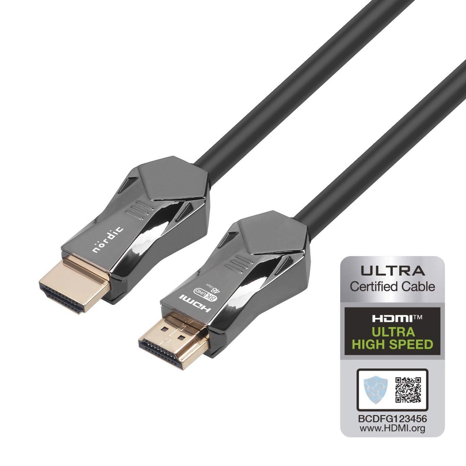 NÖRDIC-SERTIFIOIDUT KAAPELIT 5 m Ultra High Speed HDMI 2.1 8K 60Hz 4K 120Hz 48Gbps Dynamic HDR eARC VRR Kullattu kaapeli