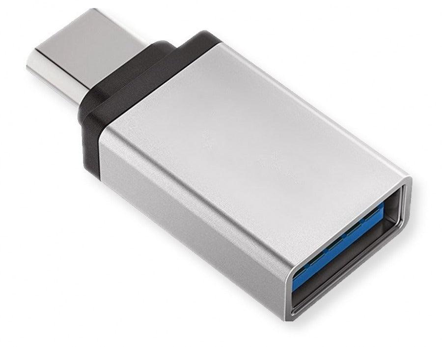 NÖRDIC USB-A 3.1 OTG naaras - USB C -urossovitin alumiini hopea OTG USB-C sovitin synkronointi ja lataus