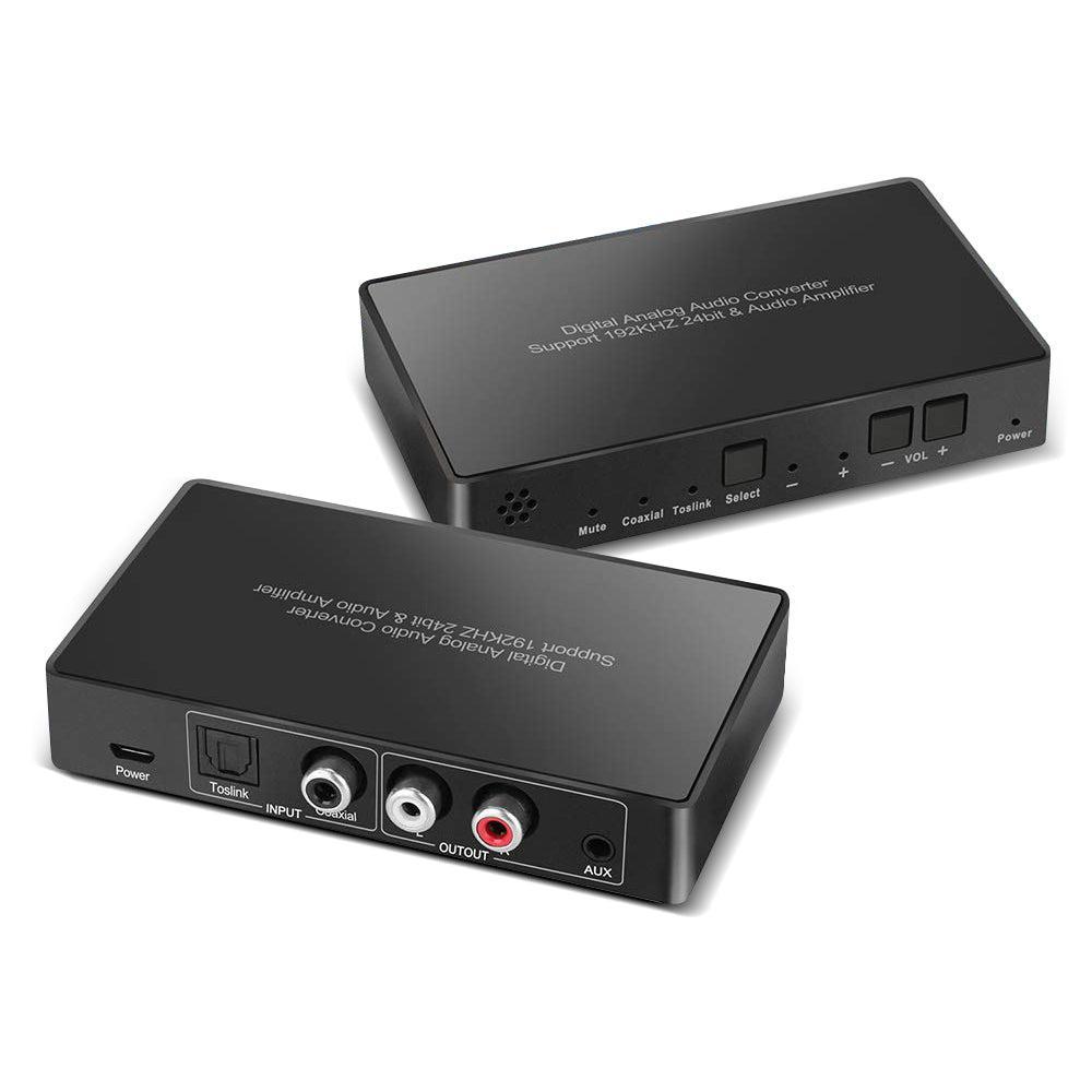 NÖRDIC audiomuunnin digitaalisesta analogiseen Mini DAC, Toslink ja koaksiaali, RCA L/R -ääni ja 3,5 mm AUX-lähtö, kaukosäädin D/A-muuntimelle