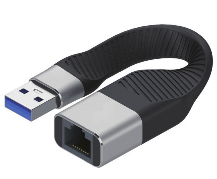 NÖRDIC lyhyt litteä kaapeli 14 cm USB 3.0 Giga LAN -verkkosovittimeen