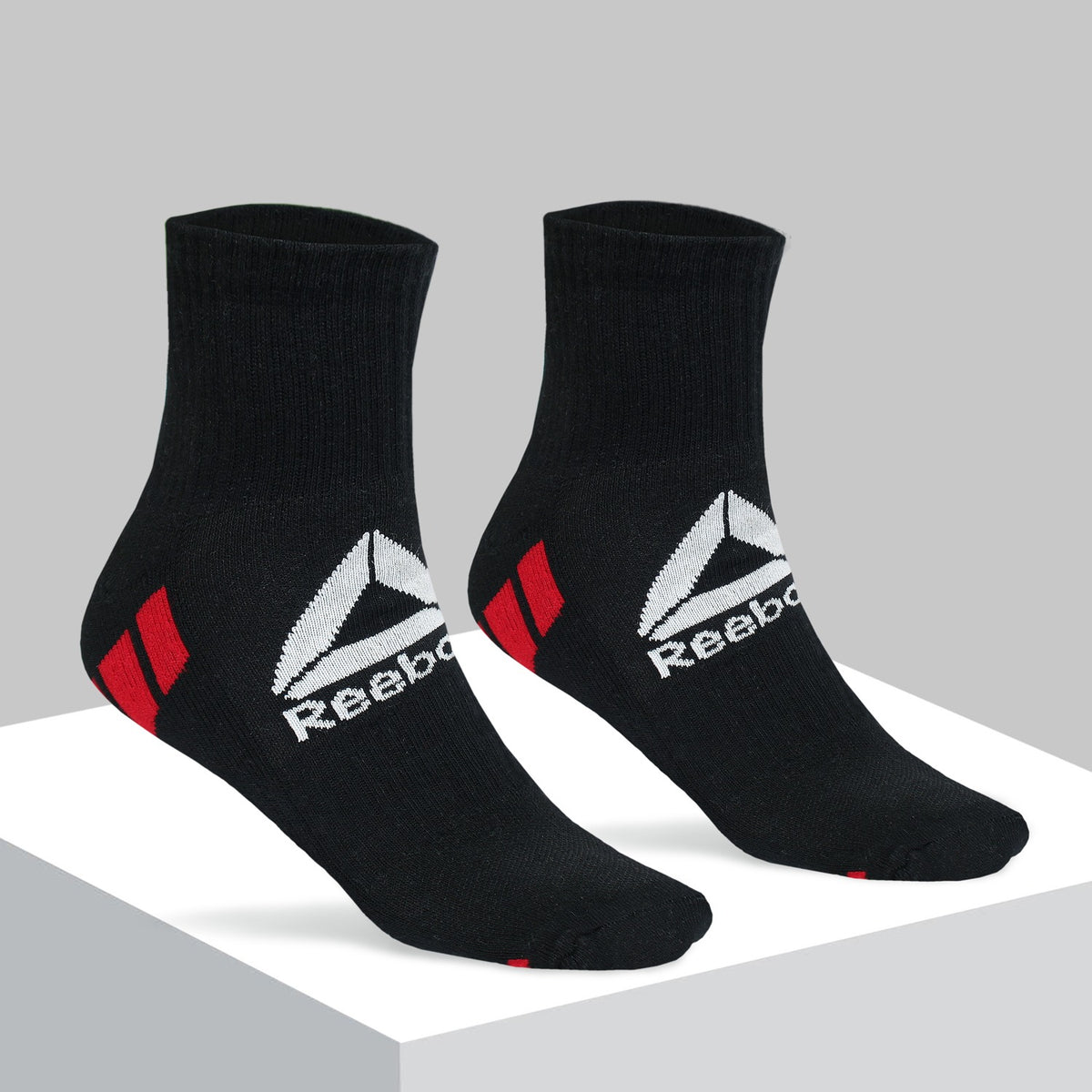 Reebok Ankle Socks Pack of 3 Black & Red – leftovershub