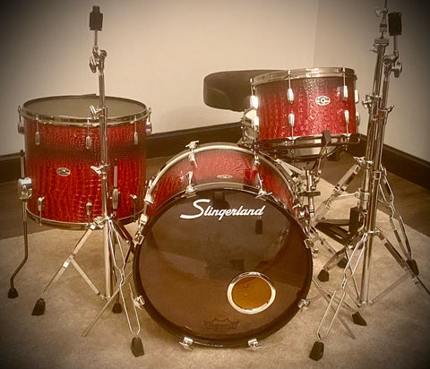 DrumPickers Vintage Slingerland 1972 Drum Kit Remodel in Gator-Back Red