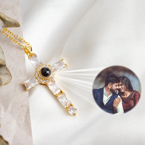 photo projection necklace cross pendant