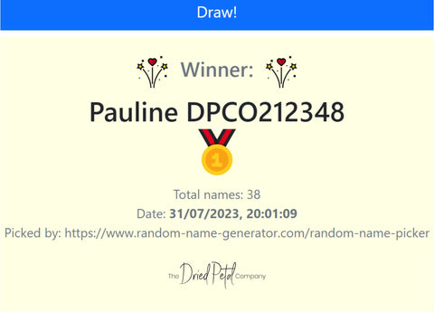 31 July 2023 Prize Draw Winner