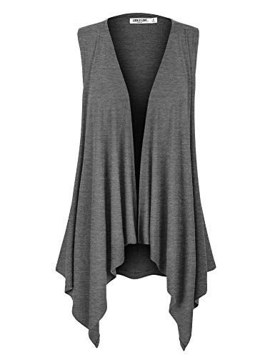 WSK1071 Womens Lightweight Sleeveless Draped Open Cardigan M Wine