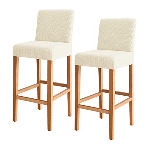 FORCHEER Christmas Bar Stool Chair Cover with Backs Set of 4 Printed Dining Chair Slipcovers Cafe Barstool Slipcover Square Removable Furniture Chair Seat Cover Elastic Bottom (4PC,Printed Christmas)