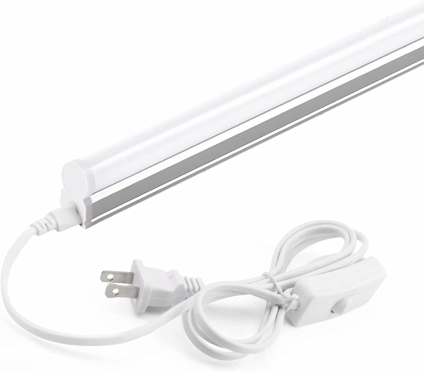 Barrina LED T5 Integrated Single Fixture, 4FT, 2200lm, 6500K (Super Bright White), 20W, Utility Shop Light, Ceiling and Under Cabinet Light, Garage Light with Built-in ON/Off Switch