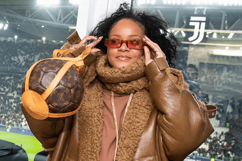 Rihanna with Louis Vuitton Monogram Soccer ball bag