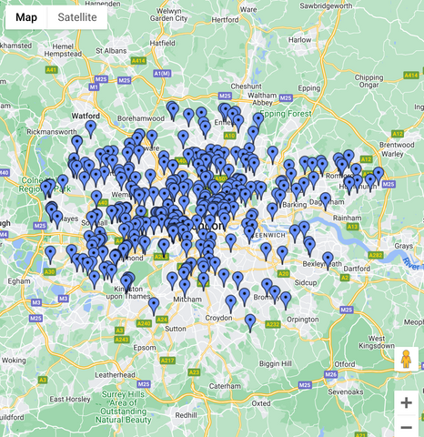map of repairers from London Repairs