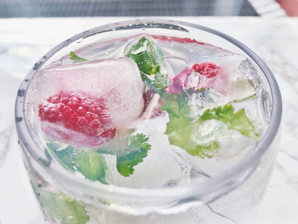 fruit and herb ice cubes