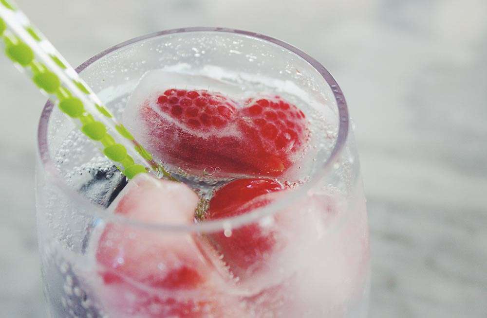 bubbly drink with fruit