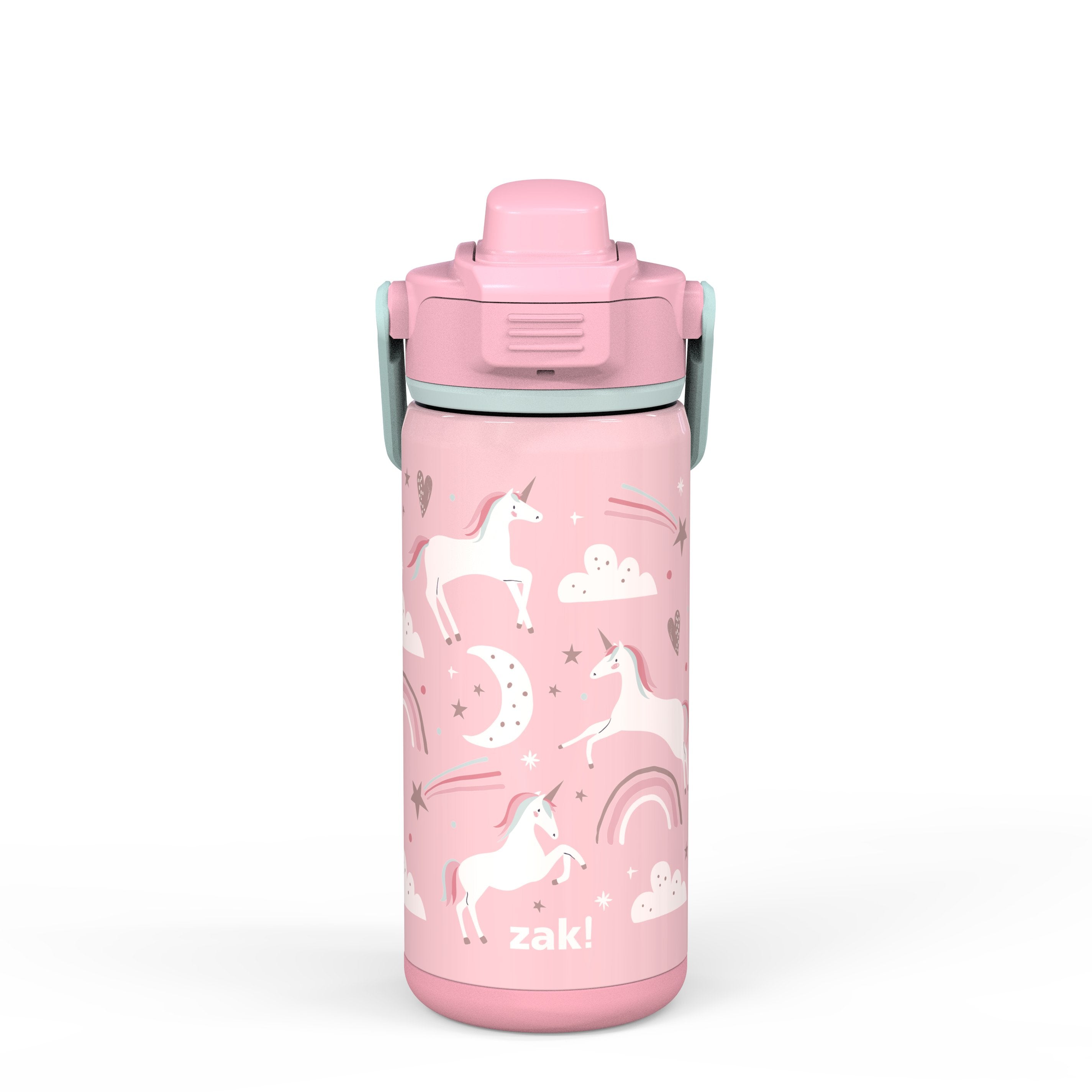 Arogan 14 oz Mermaid Stainless Steel Kids Water Bottle ，with Leak-Proof  Straw Lid for Toddlers, Boys and Girls, Pink 