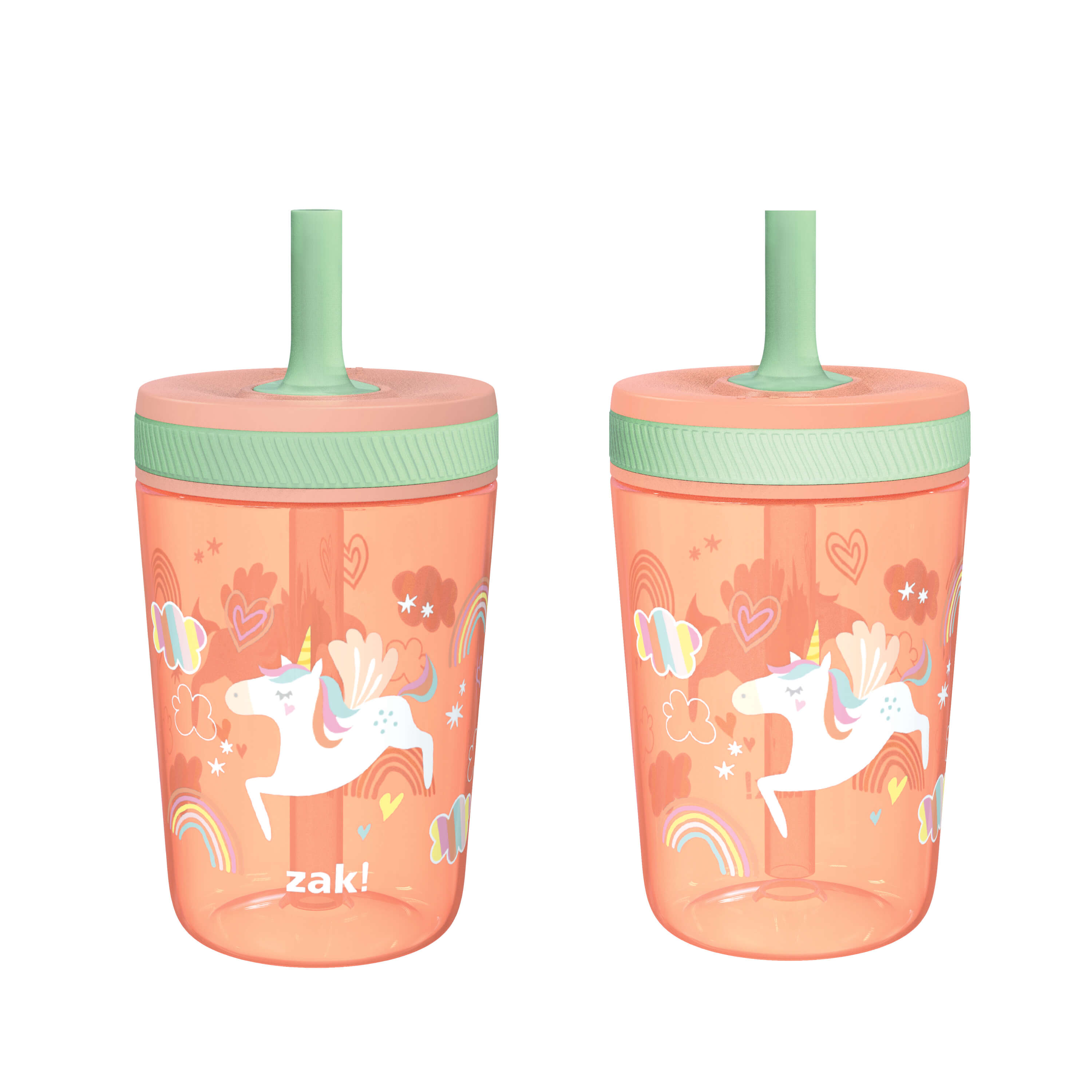 tweevo Kids Tumblers with Spill-Proof Screw Lids - Tumbler, Stainless Steel Cups with Straws and & Straw Brush Adorable Spill Proof for 2 Pack (Pink