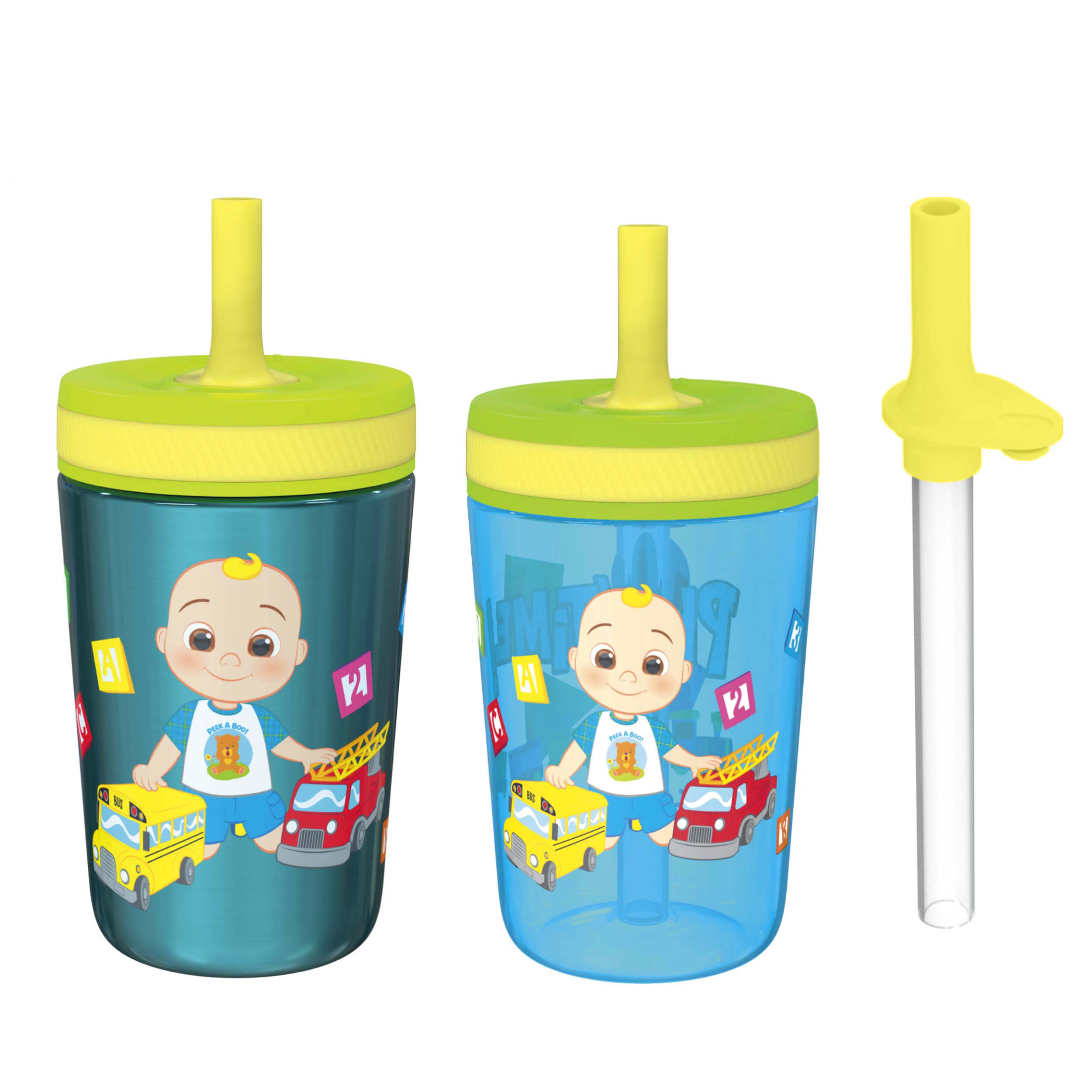 Zak Designs 3pc Kelso Straw Tumbler Set, 12oz Stainless Steel and 15oz  Plastic, 2 Cups and 1 Bonus Straw, Leakproof and Perfect for Kids, Seashells