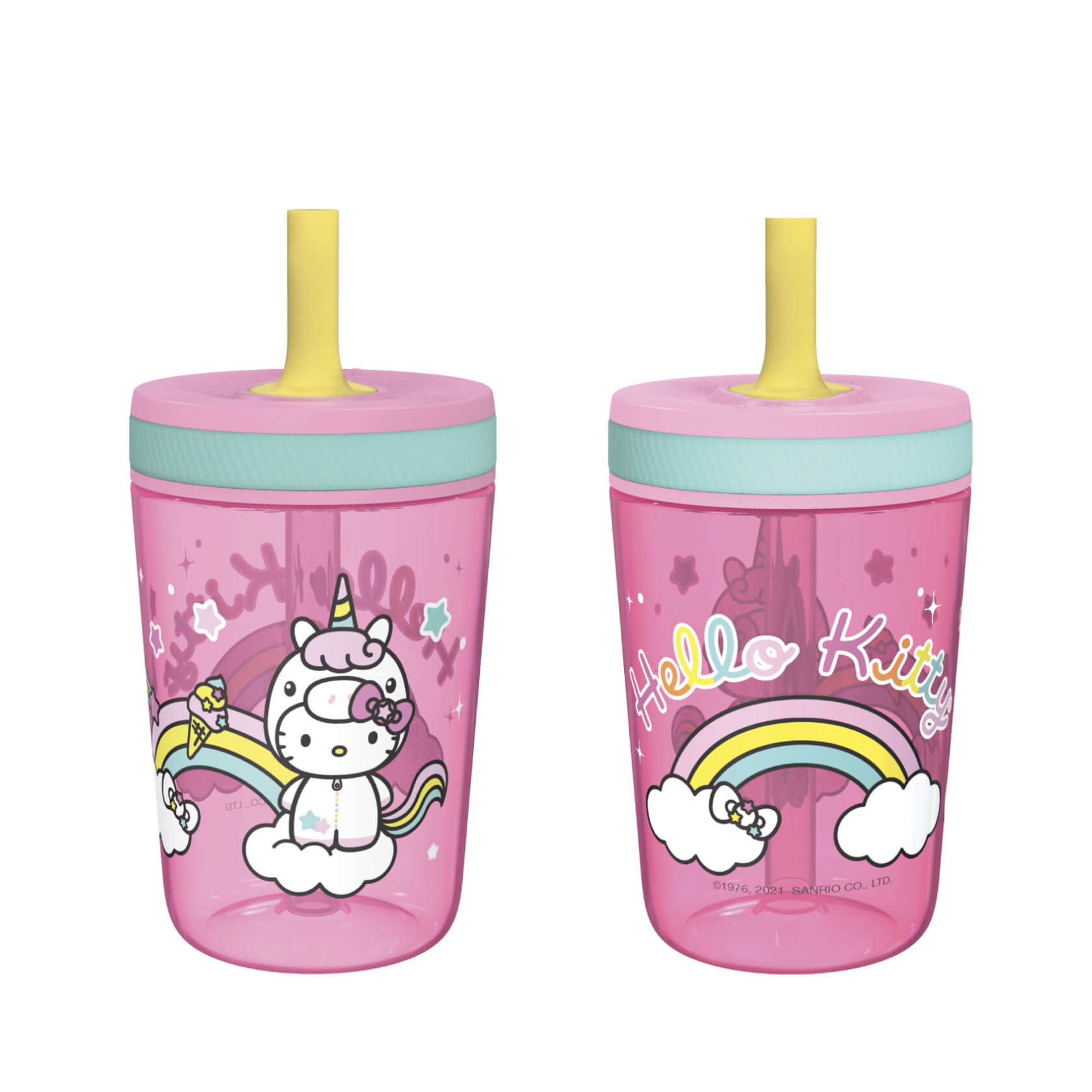 tweevo Kids Tumblers with Spill-Proof Screw Lids - Tumbler, Stainless Steel Cups with Straws and & Straw Brush Adorable Spill Proof for 2 Pack (Pink