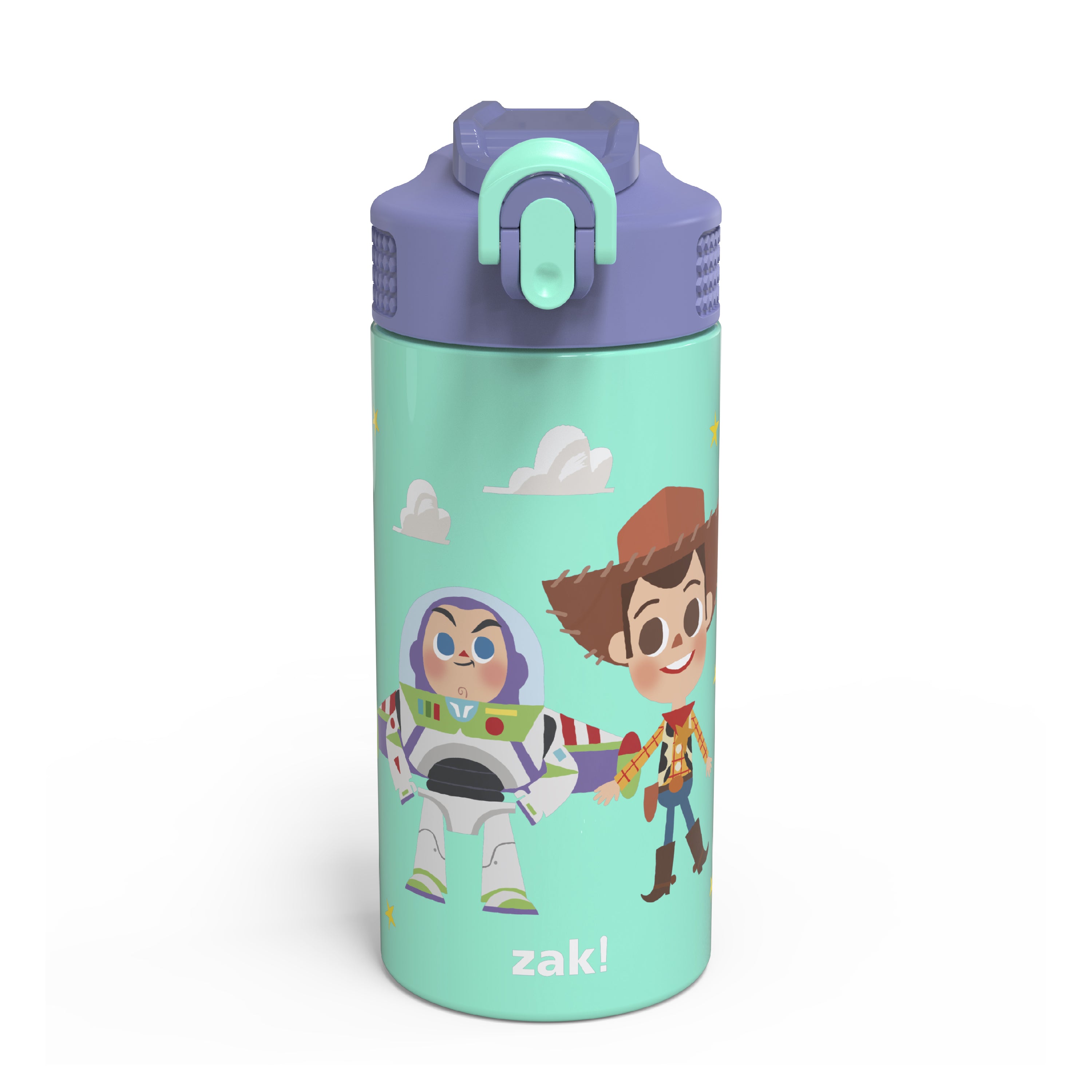 Zak Designs Disney Movie Moana Vacuum Insulated Thermal, 18/8 Stainless Steel 14 oz Kids Water Bottle w/ FlipUp Straw Spout & Locking Spout