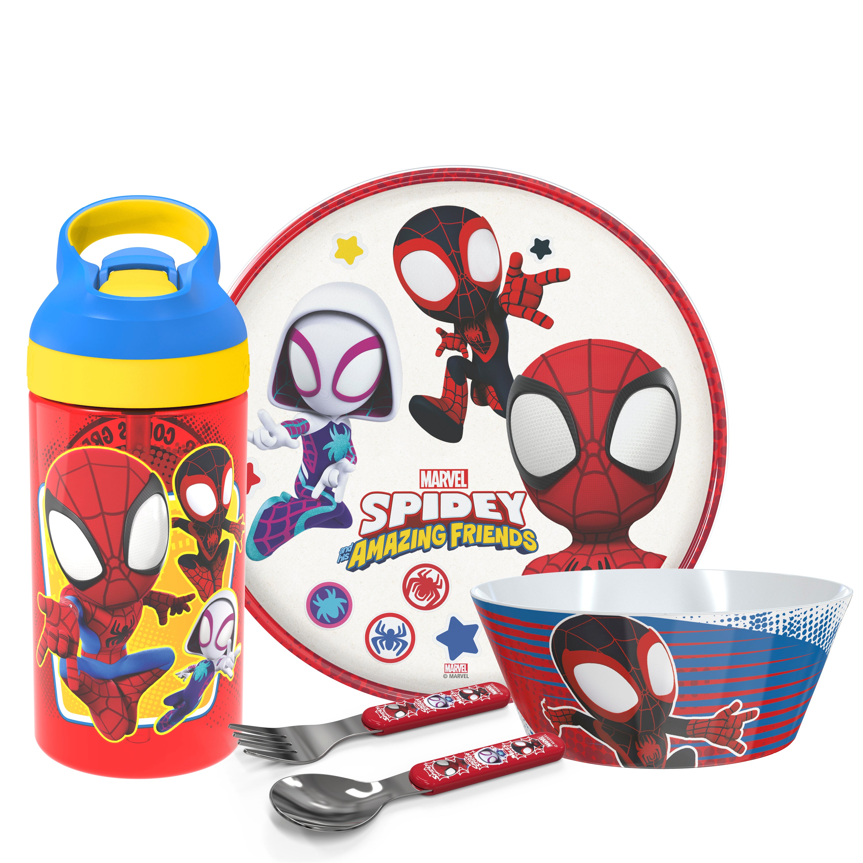 Zak Designs Kids Dinnerware 5 Piece Set - Paw Patrol Skye & Everet Includes Plate Bowl Tumbler and Utensil Tableware Non-BPA Made of Durable Mater