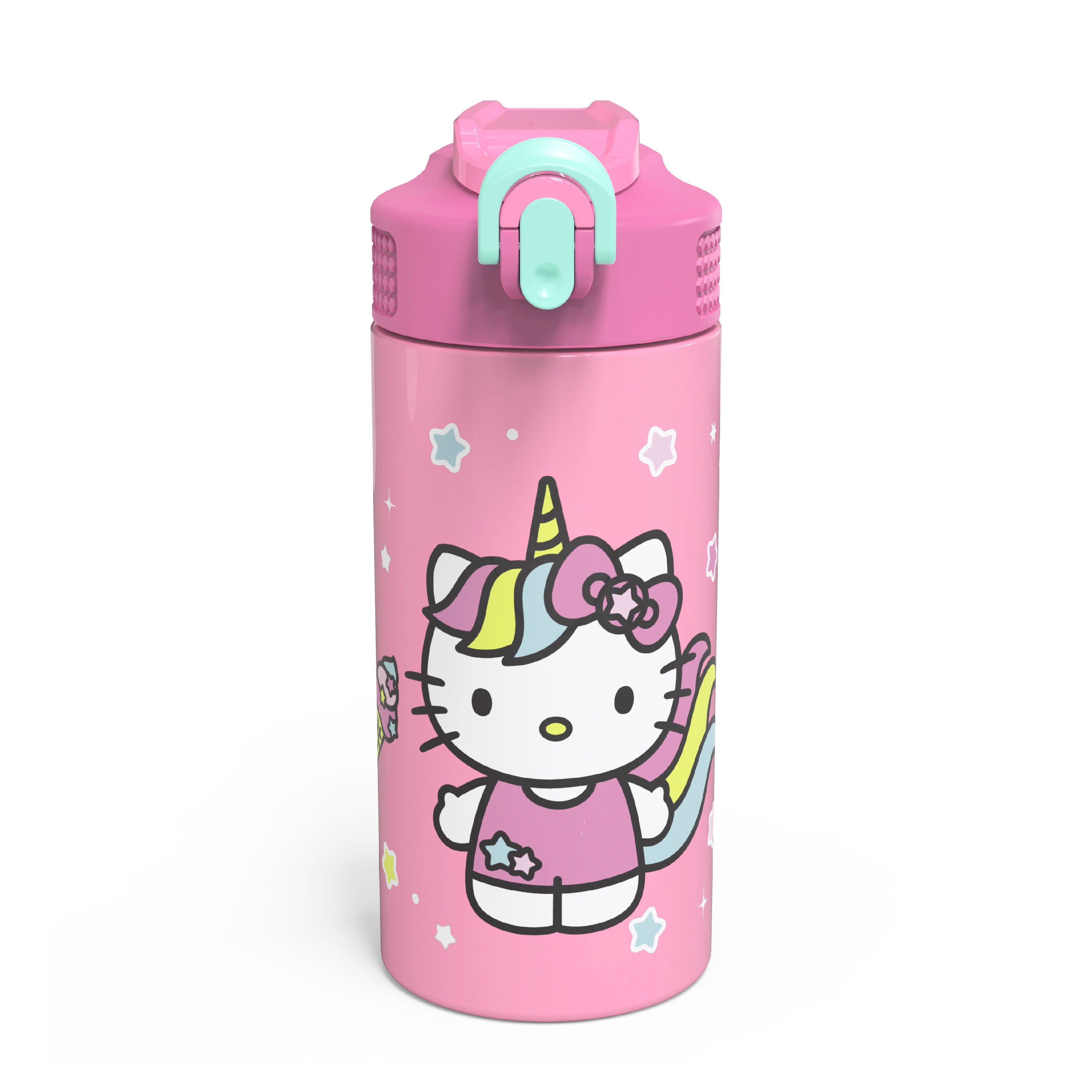 Unicorn and Dinosaurs Kids Leak Proof Water Bottles with Push Button Lid  and Spout - 16 Ounces —