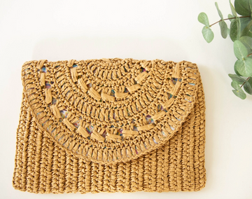 Raffia Foldover Clutch