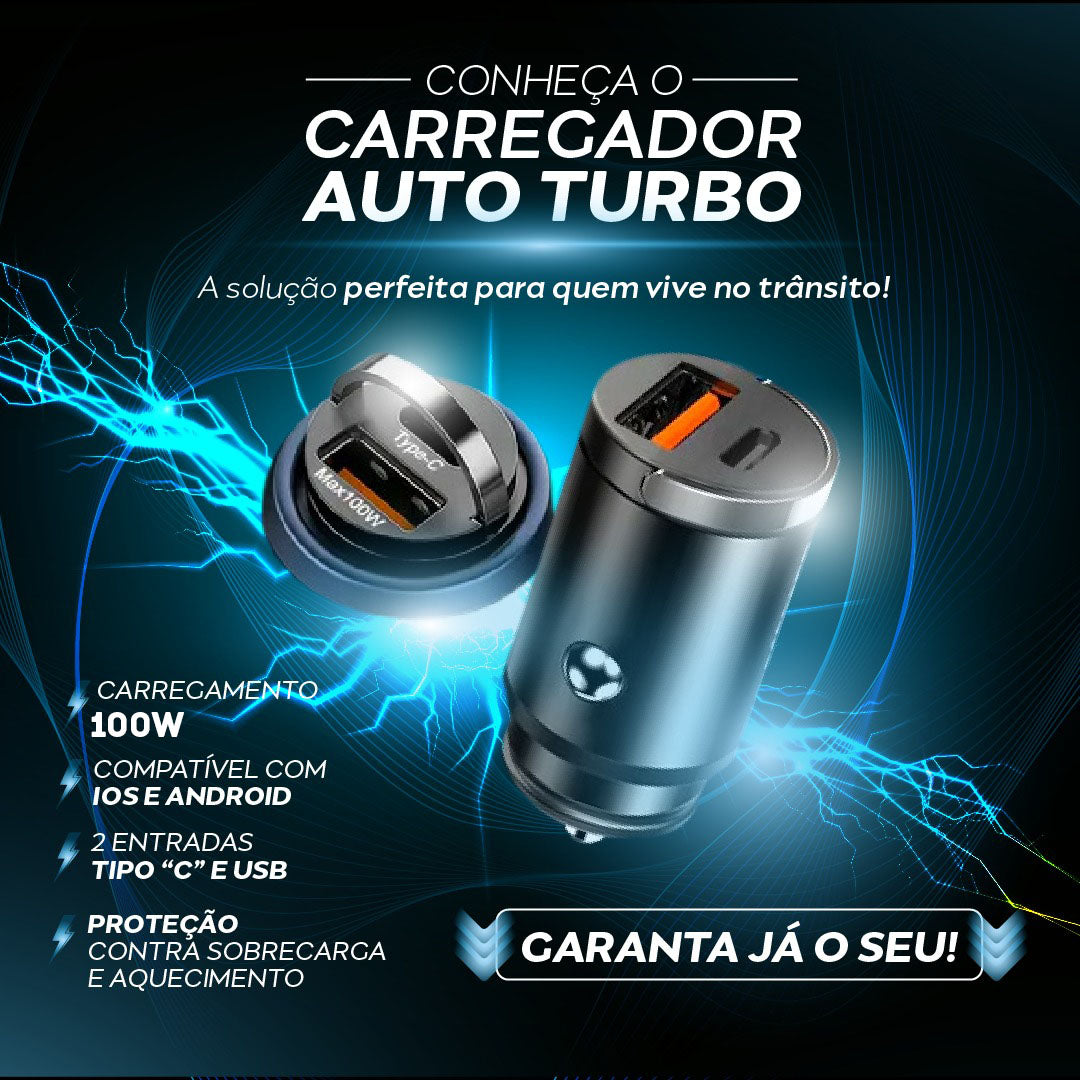 Carregador Turbo 100W para aparelhos USB e Tipo C