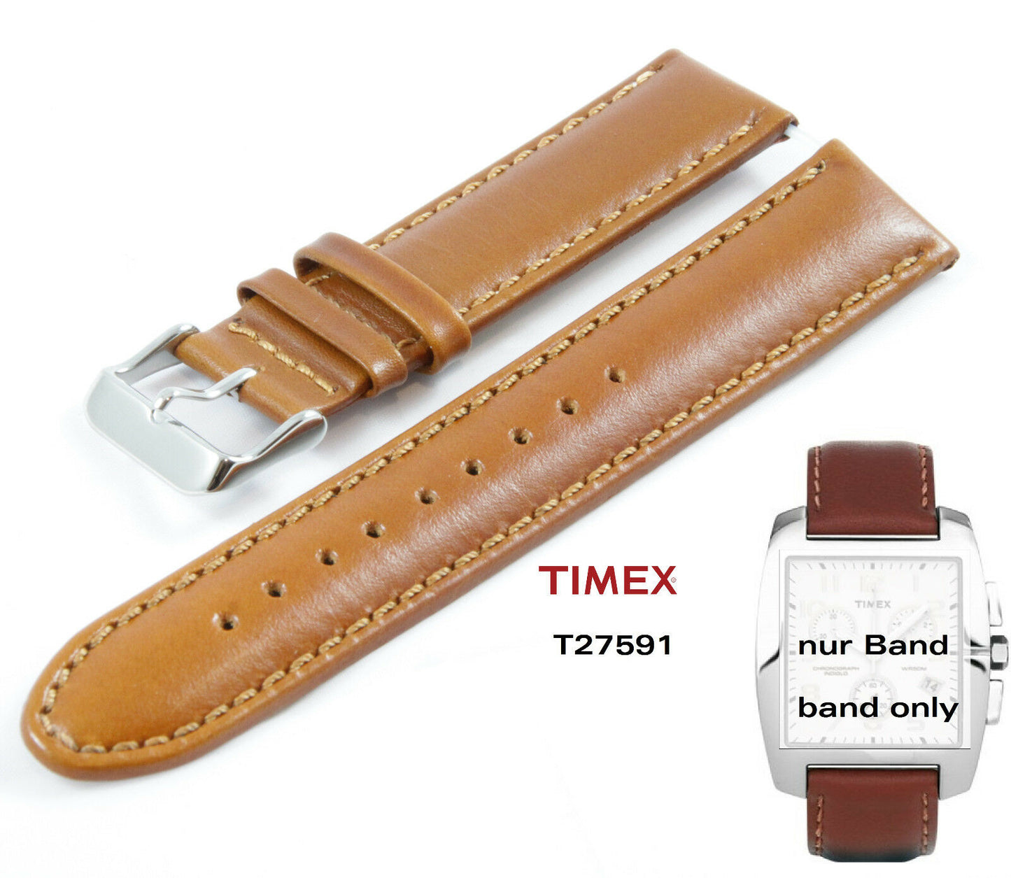 Timex Ersatzarmband T27591 Chronograph Indiglo - 20mm universal Ersatzband Leder