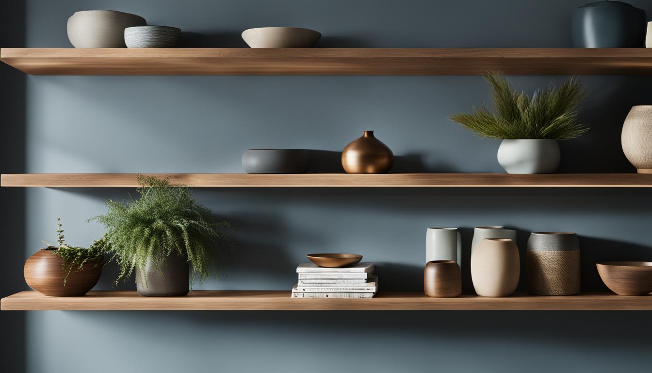 Japandi floating shelves