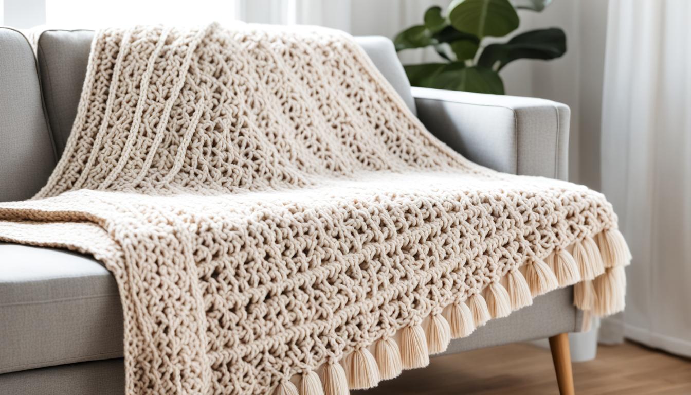 Japandi style crochet blanket