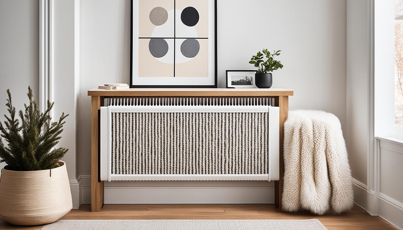 cozy radiator cover with faux fur and cashmere accents
