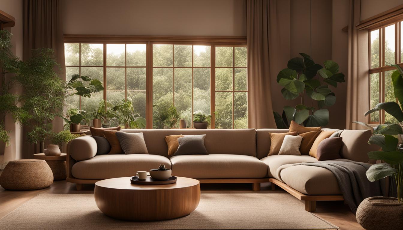 curved sofas in Japandi interiors