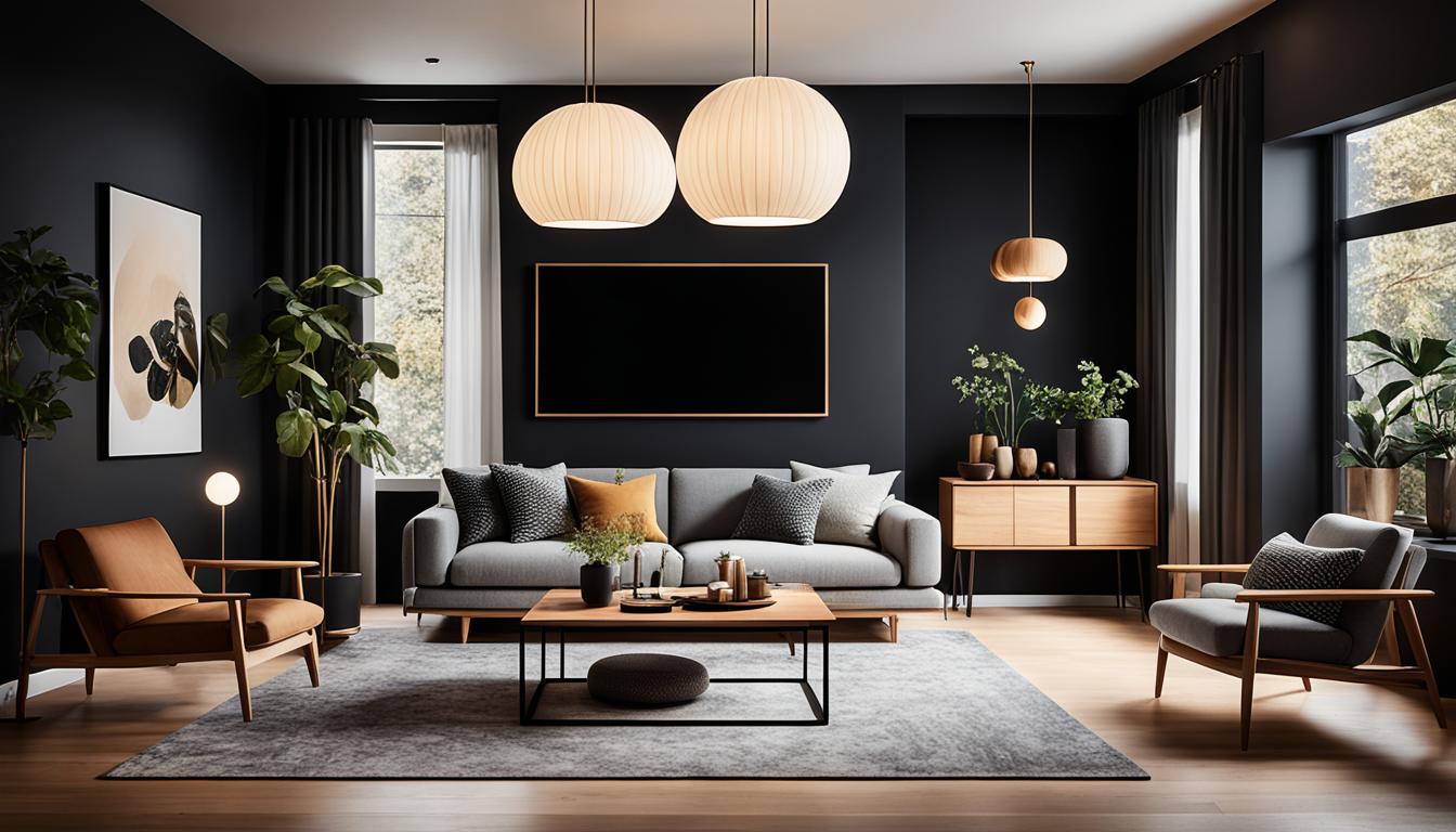 lighting ideas for japandi with black walls