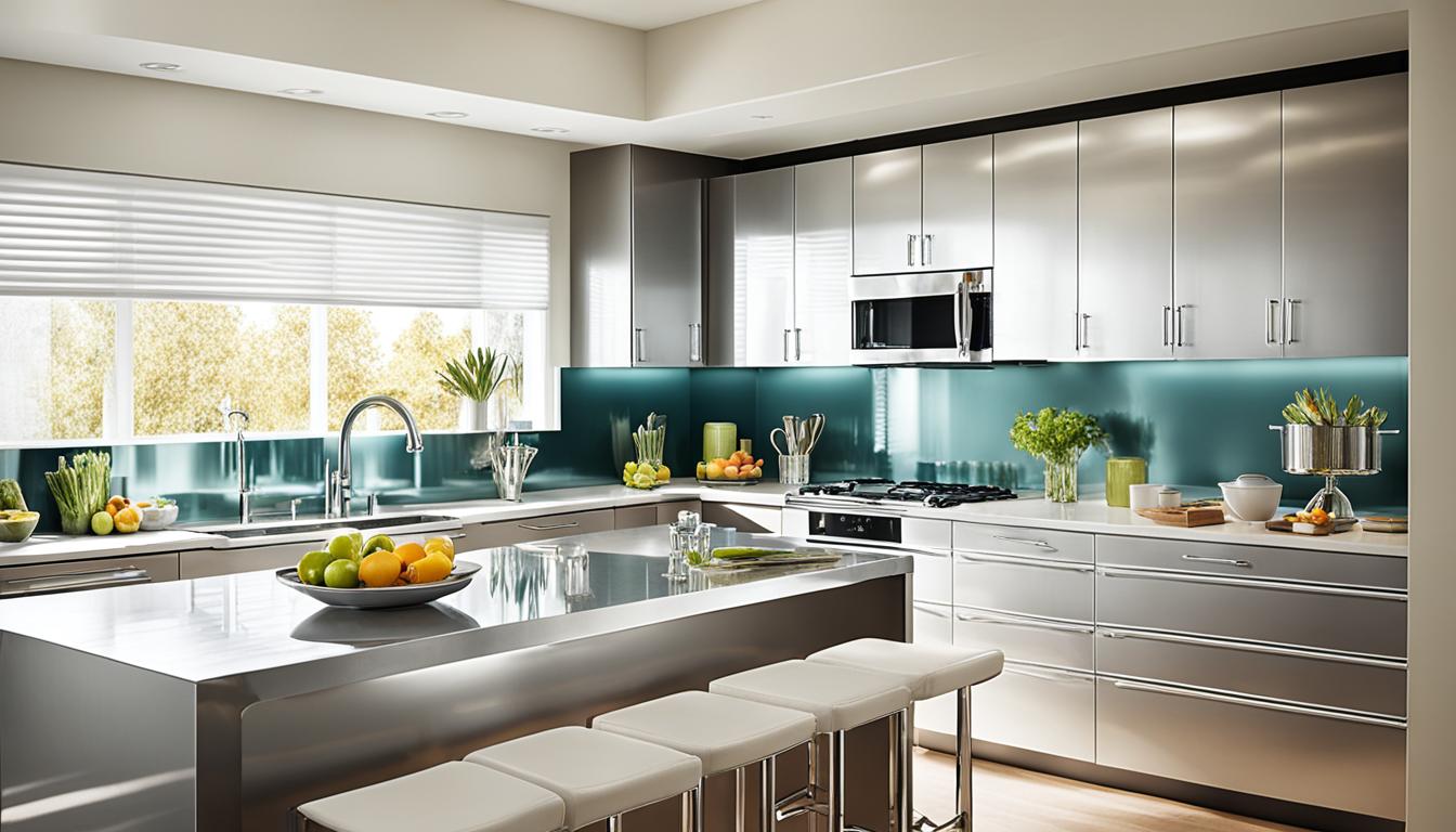 reflective surfaces in small kitchen