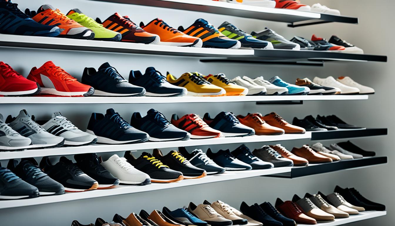 slanted shoe rack showcase