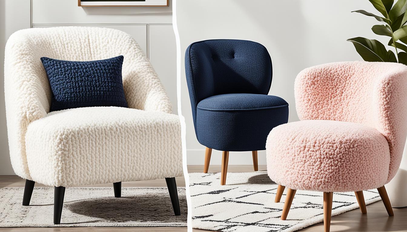 types and styles of boucle accent chairs