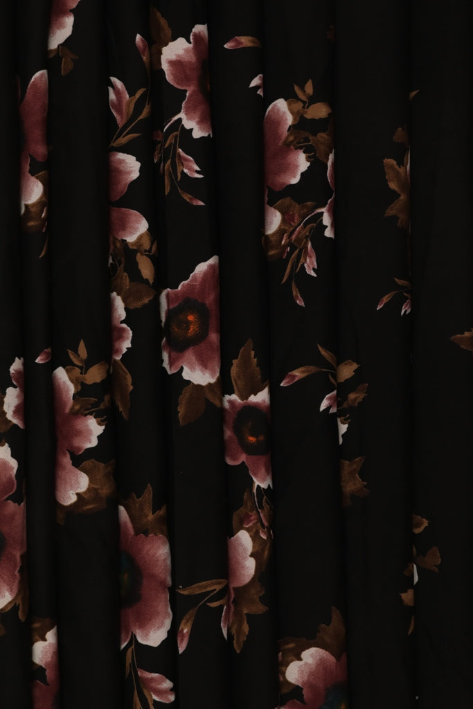 Big Floral Black Crepe Fabric – Fabrics Online 101