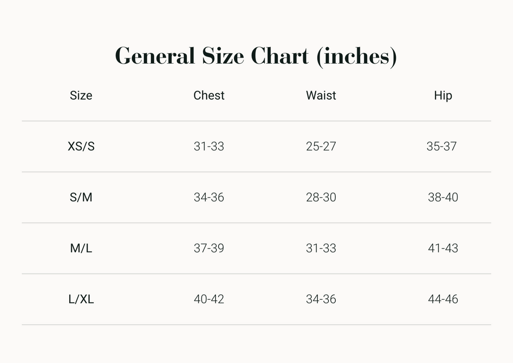 Bare Knitwear Size Chart