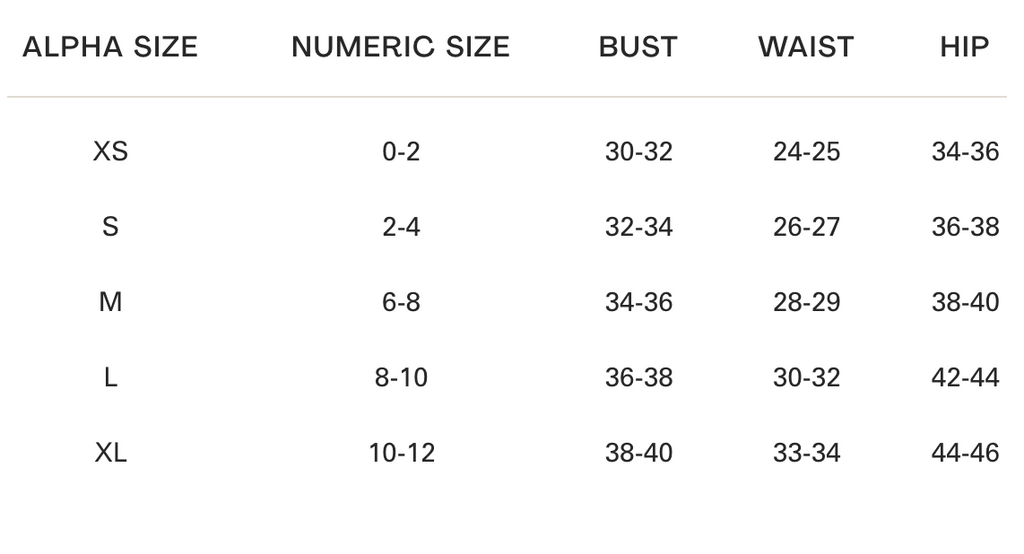 Niall Knithouse Size Chart