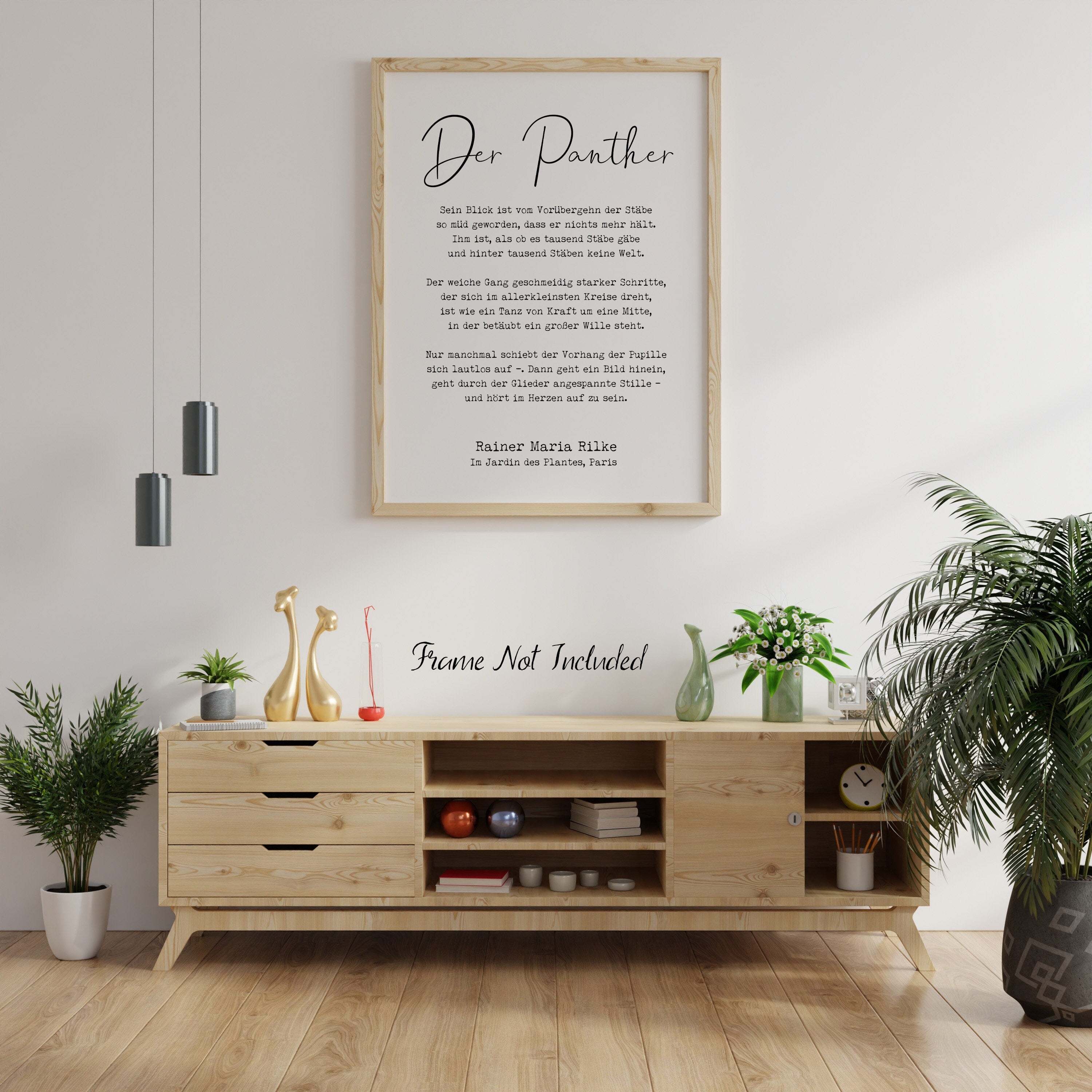 Der Panther Gedicht Rainer Maria Rilke German Poem Art Print  - UNFRAMED  - Rilke Gedicht Deutsch