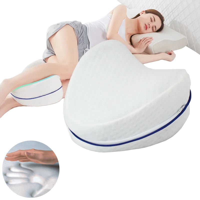 Leg Pillow Sleeping Orthopedic Sciatica Home Memory Foam Cotton Leg Pillows With Side Sleeping Legs Pressure Relief Curved Edges