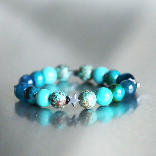 Bracelet Pour Enfant, Petit Poignet, Bracelet De Pierres Semi Précieuses  Turquoise Teinte Rouge -  Israel