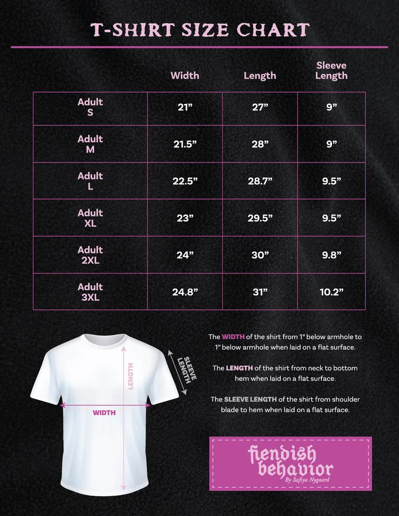 T-Shirt size chart