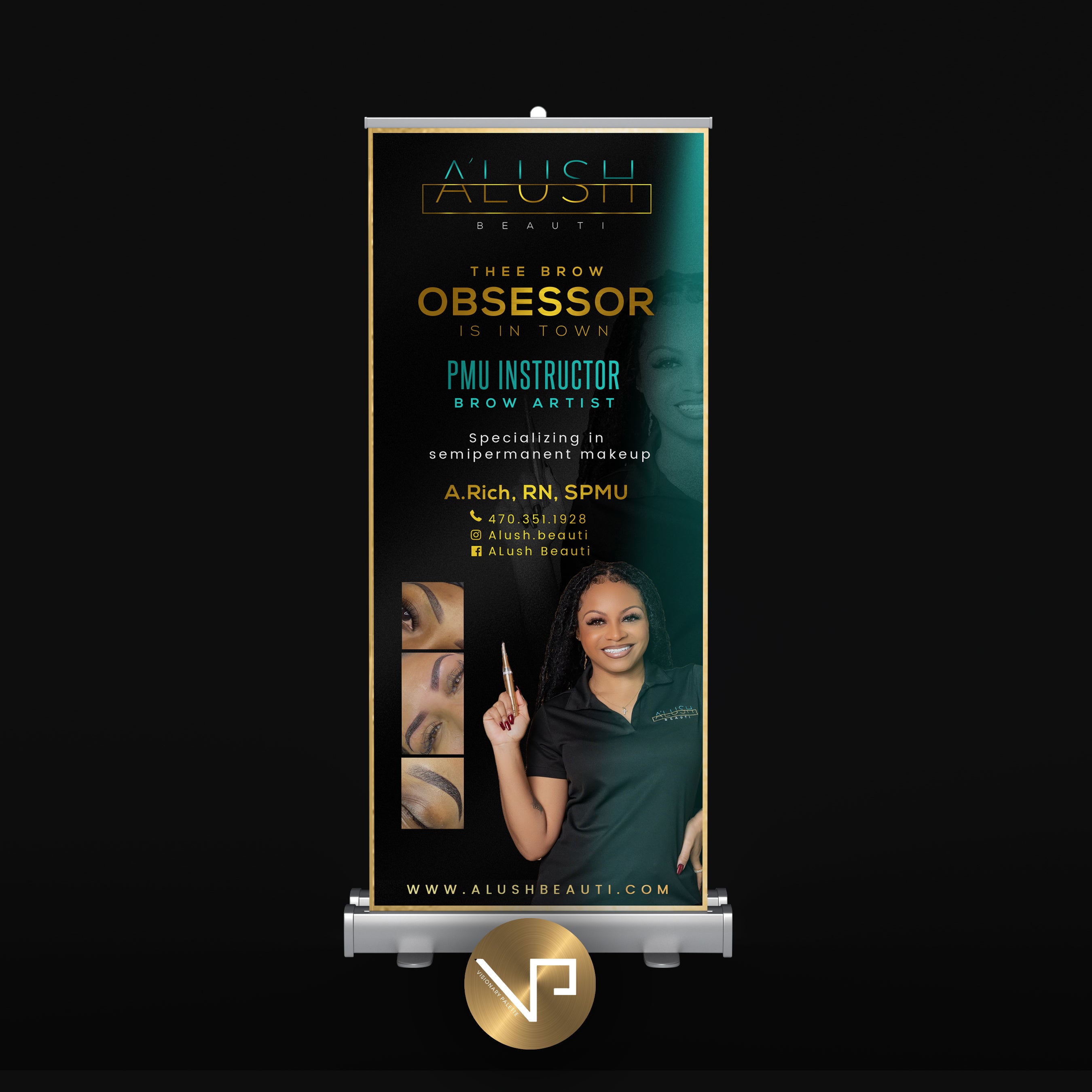 Retractable Banner Design Visionary Palette   A LushBeautiRetractableBannerMockup 