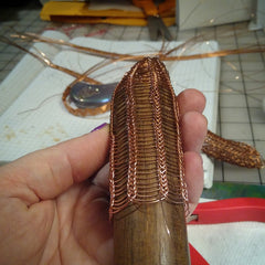 1.5" dowel with raw weaving 