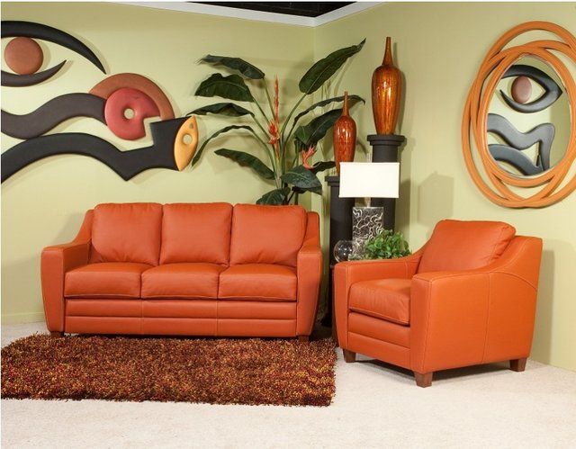 Salmon Leather Sofa
