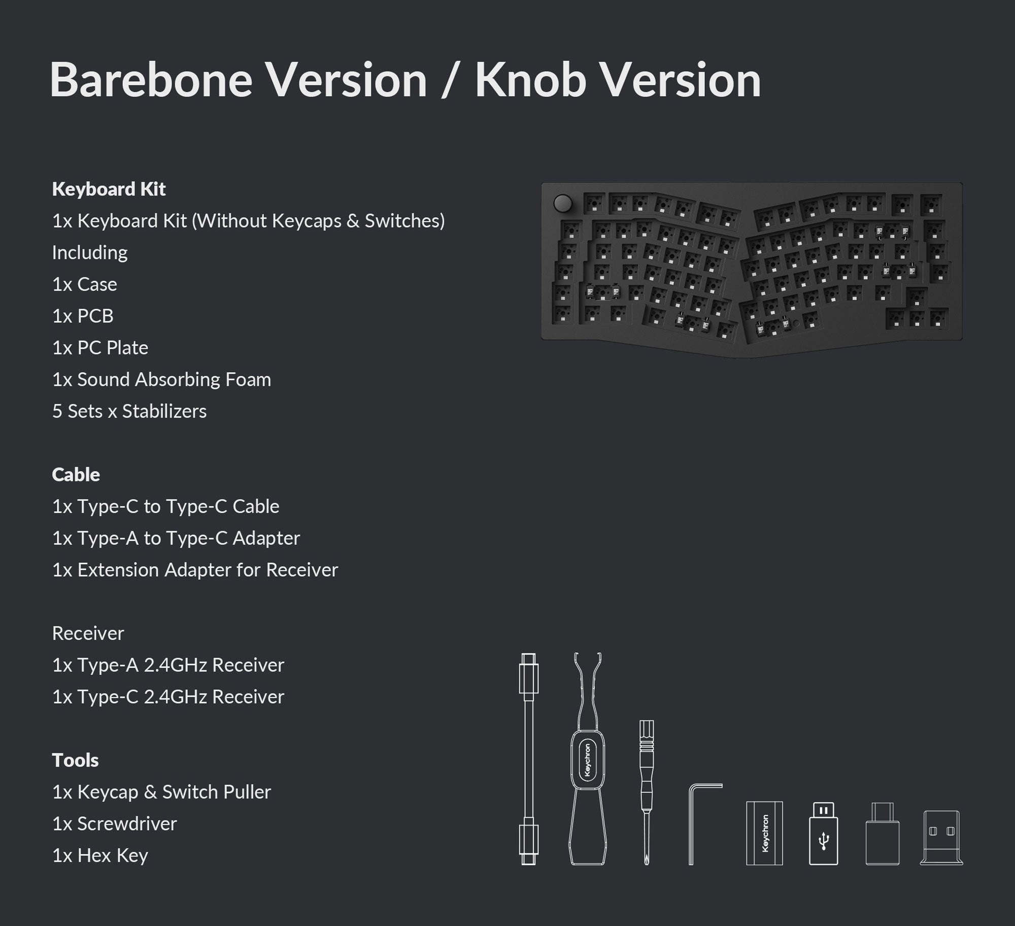Packing list for V10 max barebone knob version