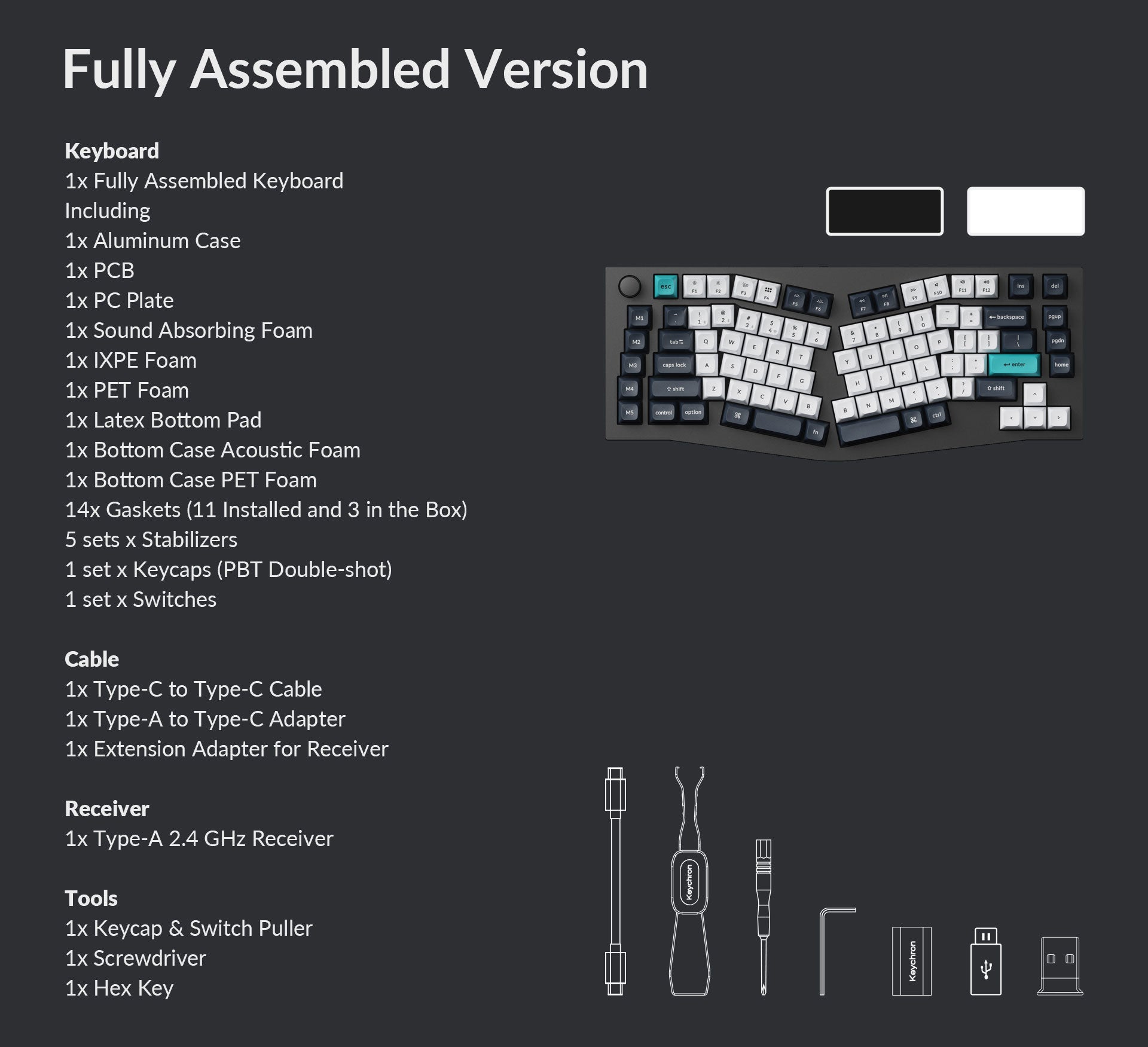 Packing list for Q10 max fully assembled knob version