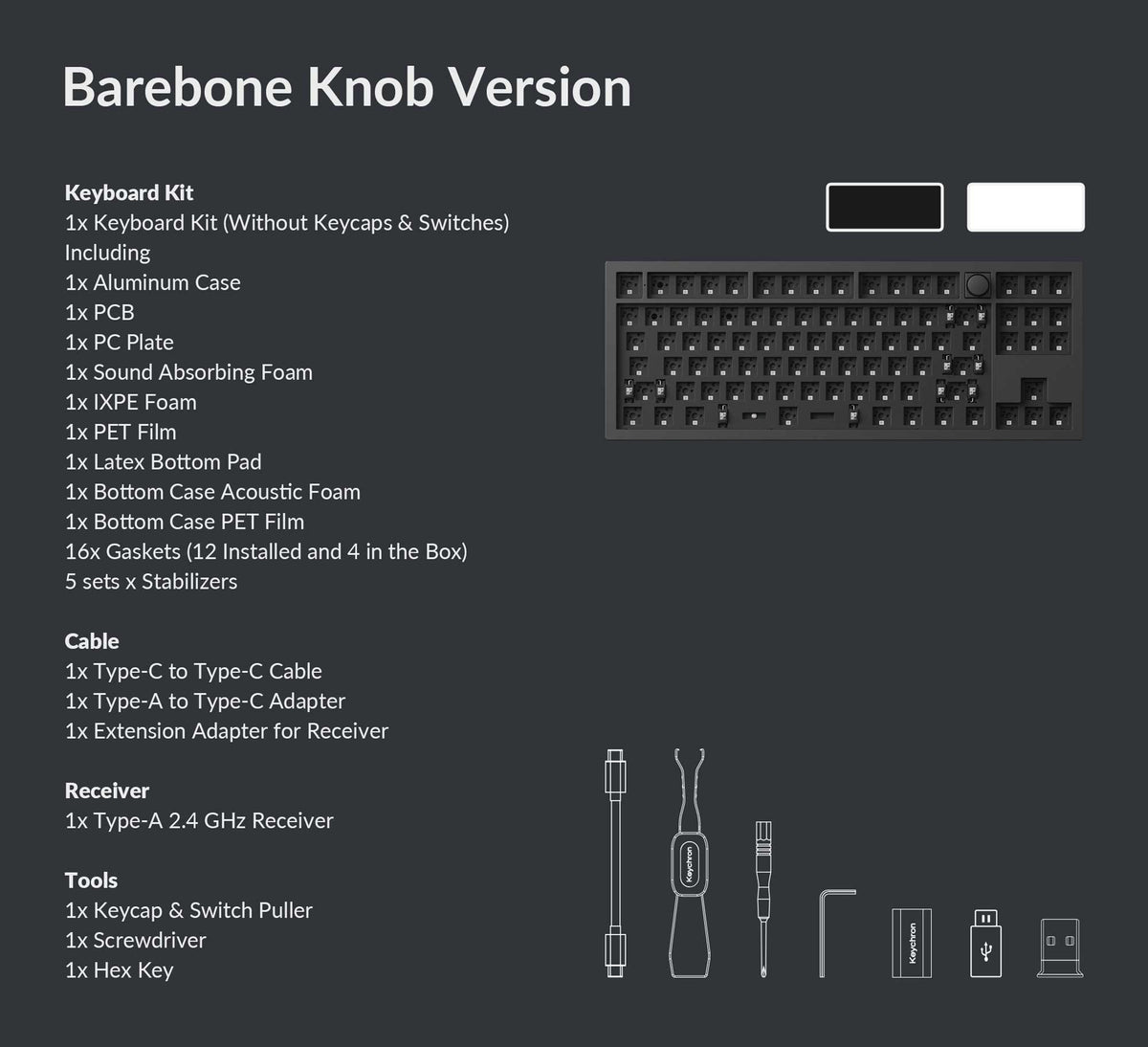 Packing List of Keychron Q3 Max QMK/VIA Wireless Custom Mechanical Keyboard