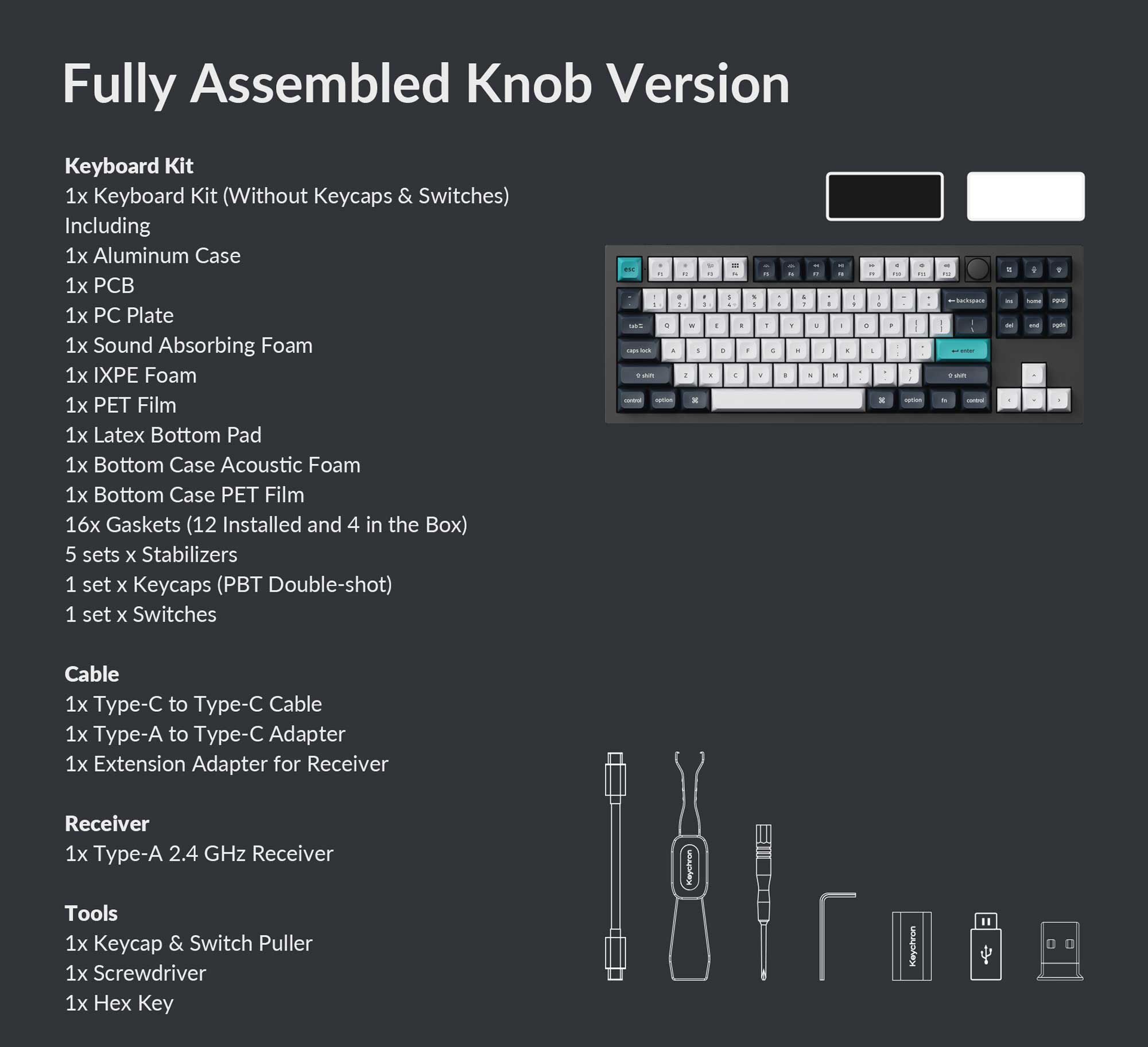 Packing List of Keychron Q3 Max QMK/VIA Wireless Custom Mechanical Keyboard