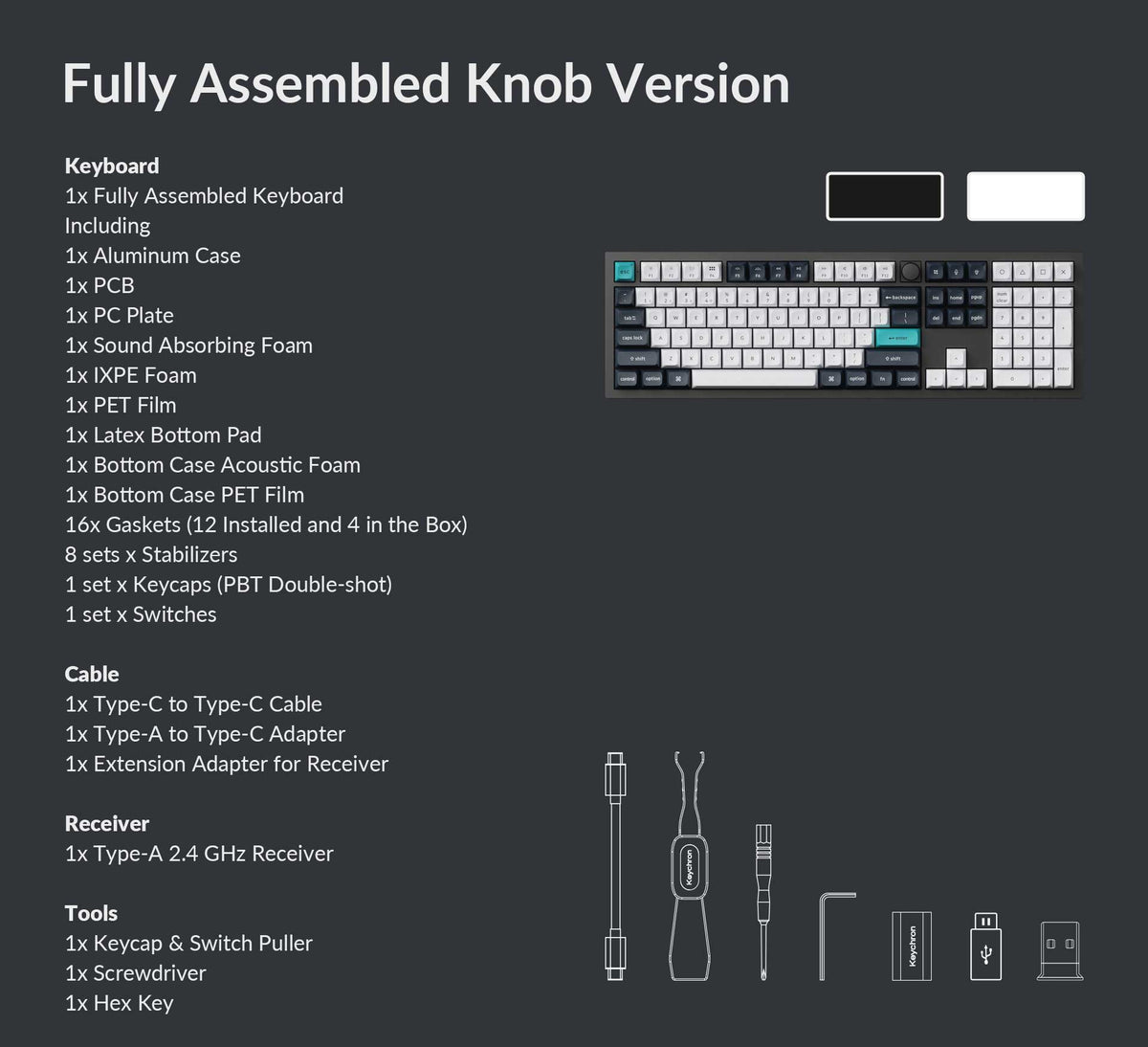 Package list of Keychron Q6 Max 100% Layout QMK/VIA Wireless Custom Mechanical Keyboard