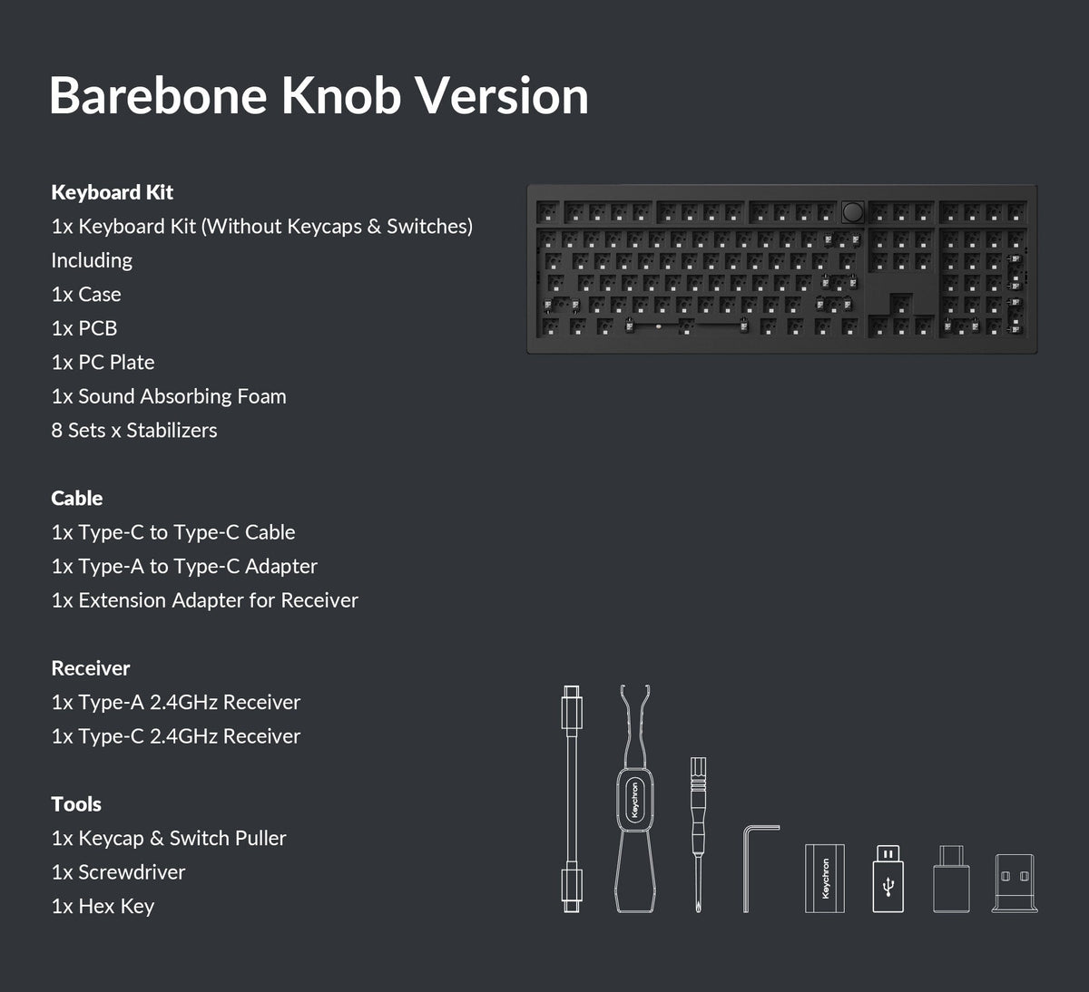 Packing list for V6 max barebone knob version