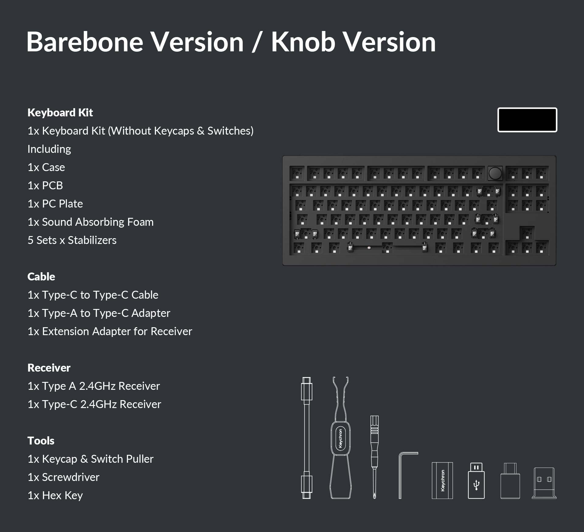 Packing list for V3 max barebone knob version